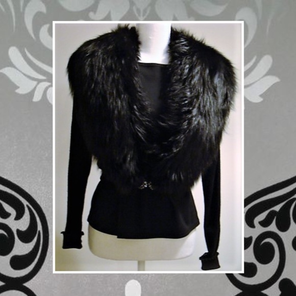 Maurice Bruder Sweaters - Maurice Bruder Cashmere & Black Fox Fur Sweater